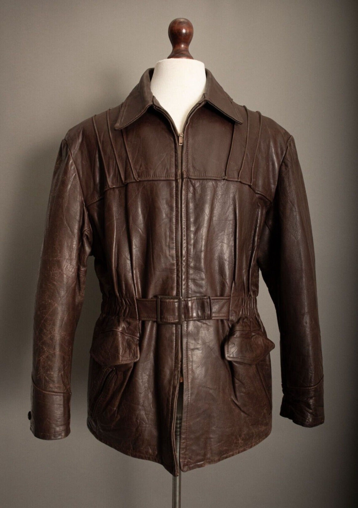 Vintage Canadian 1930s Horsehide Leather Jacket - Large ( 42-44)