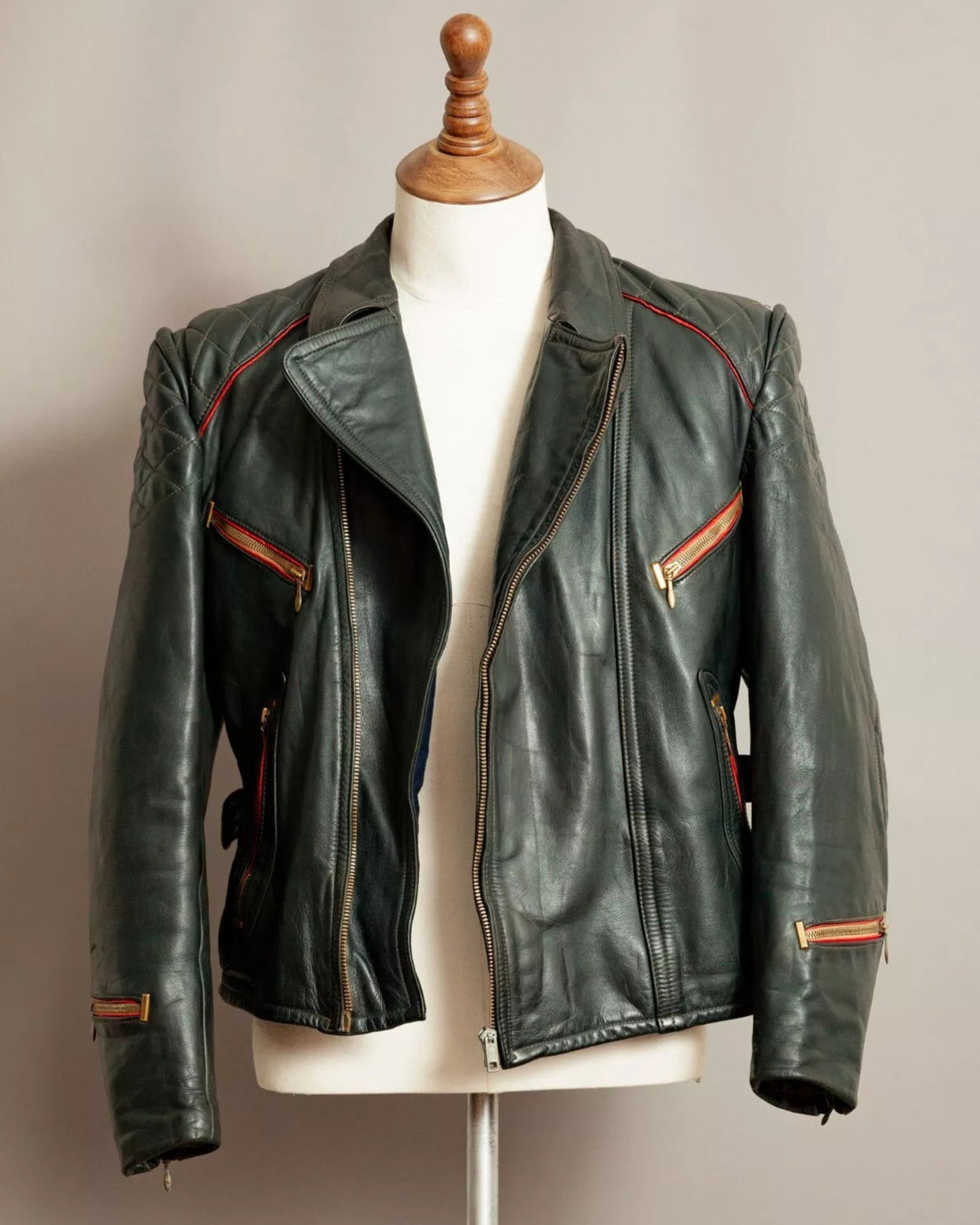 Vintage 1950s German Leather Motorcycle Jacket - Medium (40-42)