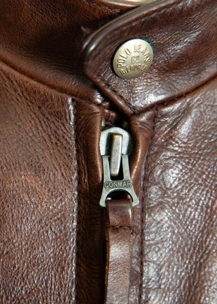 Vintage Ralph Lauren Single Rider Horsehide Leather Jacket - Small (38-40)