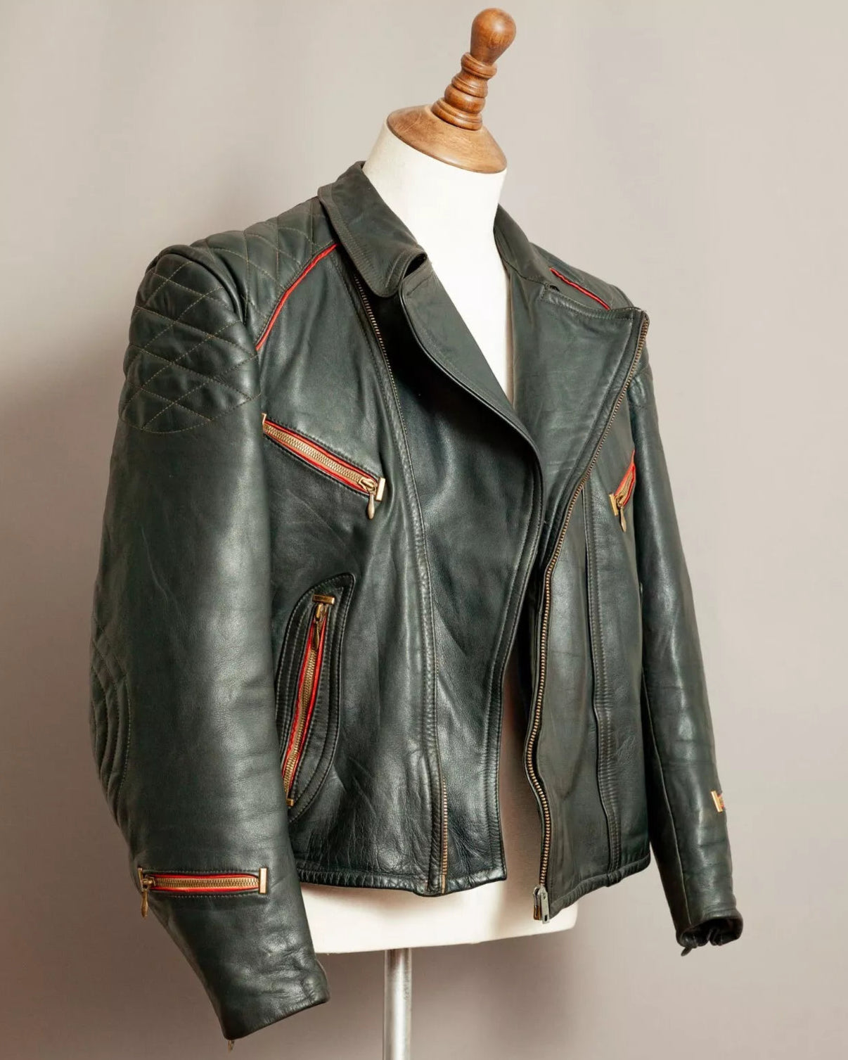 Vintage 1950s German Leather Motorcycle Jacket - Medium (40-42)