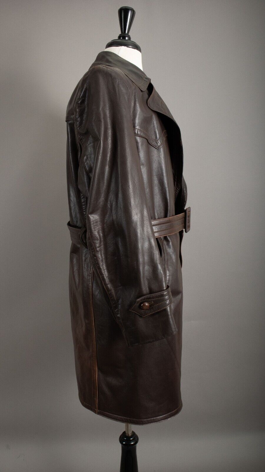 1940s German Horsehide Leather Officers Trench Coat - Small (38-40)