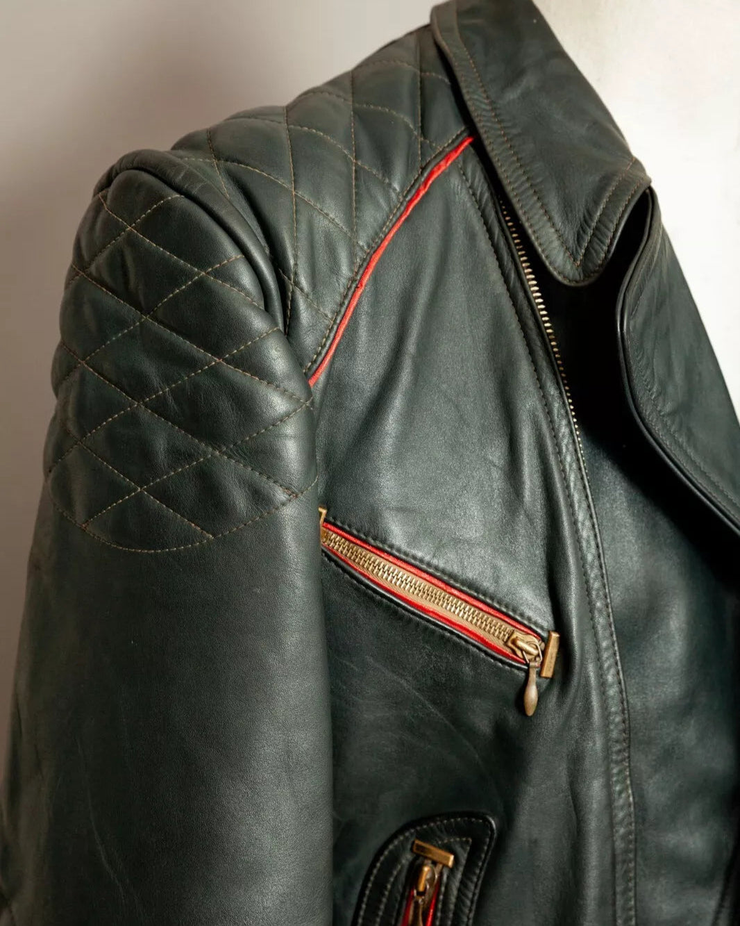 Vintage 1950s German Leather Motorcycle Jacket - Medium (40-42)