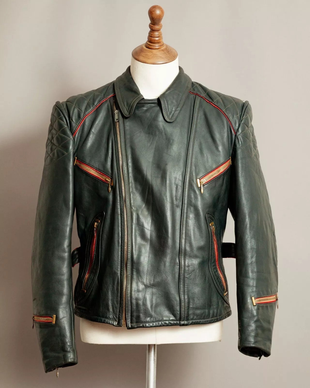 Vintage 1950s German Leather Motorcycle Jacket - Medium (40-42)
