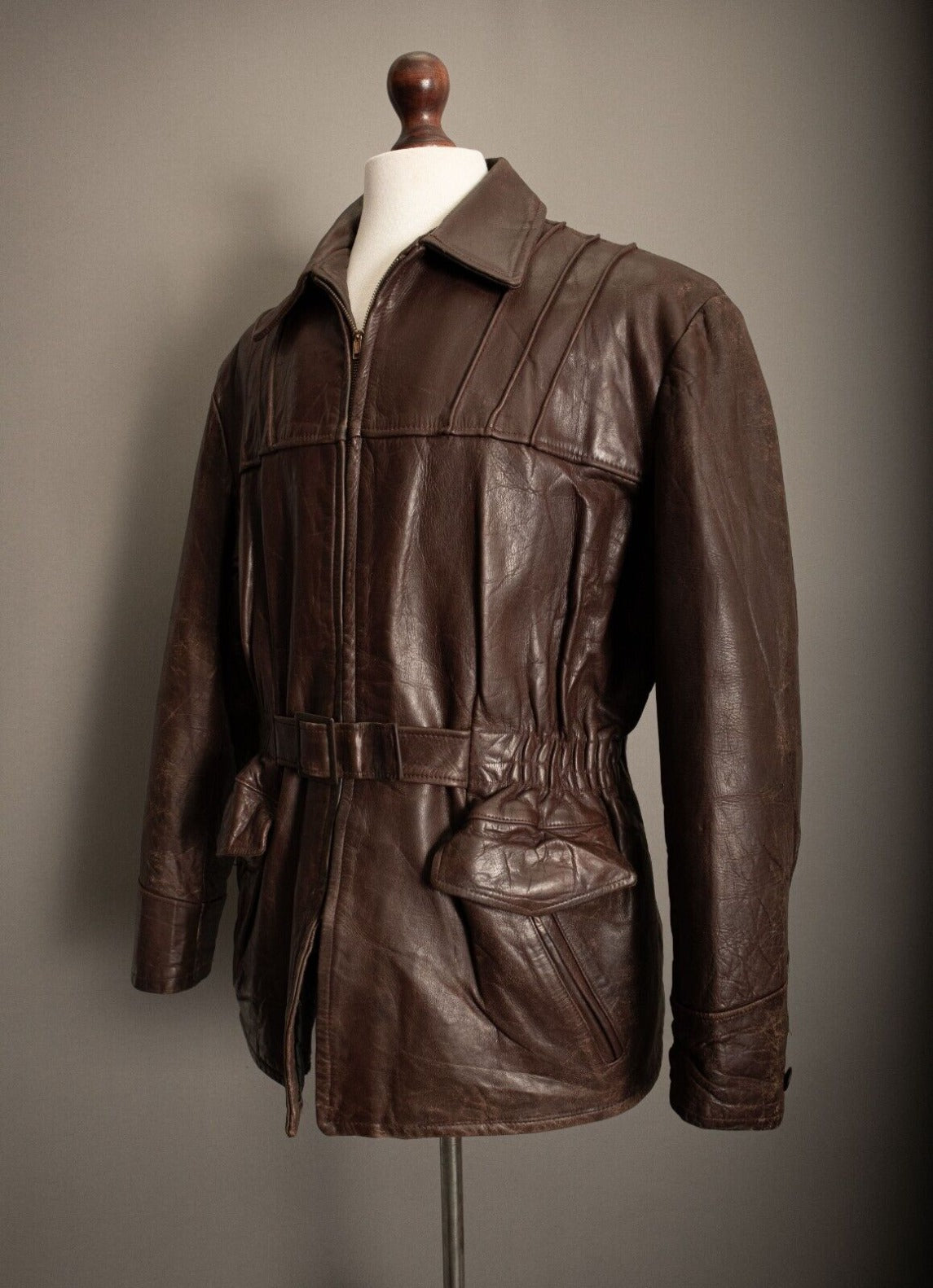 Vintage Canadian 1930s Horsehide Leather Jacket - Large ( 42-44)