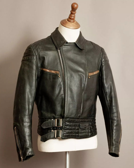 Vintage 1950s German Motorcycle Leather Jacket - Small (38-40)