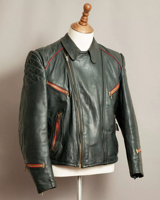 Vintage 1950s German Leather Motorcycle Jacket - Medium (40-42)