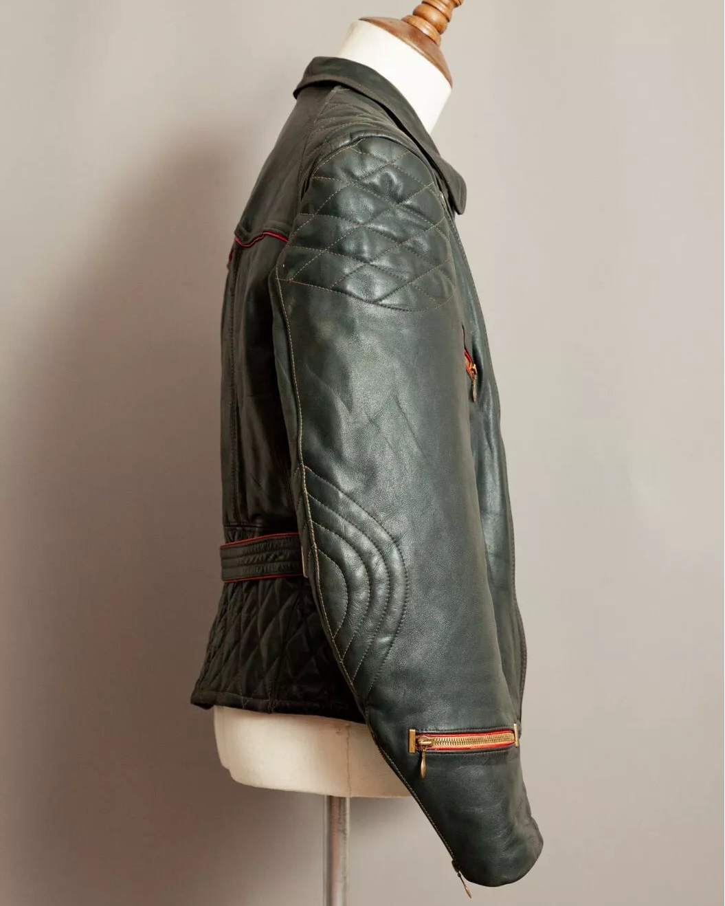 Vintage 1950s German Leather Motorcycle Jacket - Medium (40-42)