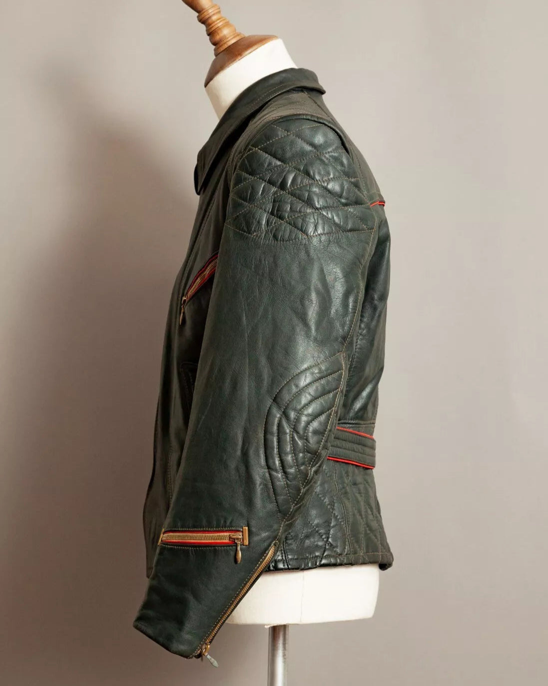 Vintage 1950s German Leather Motorcycle Jacket - Medium (40-42)