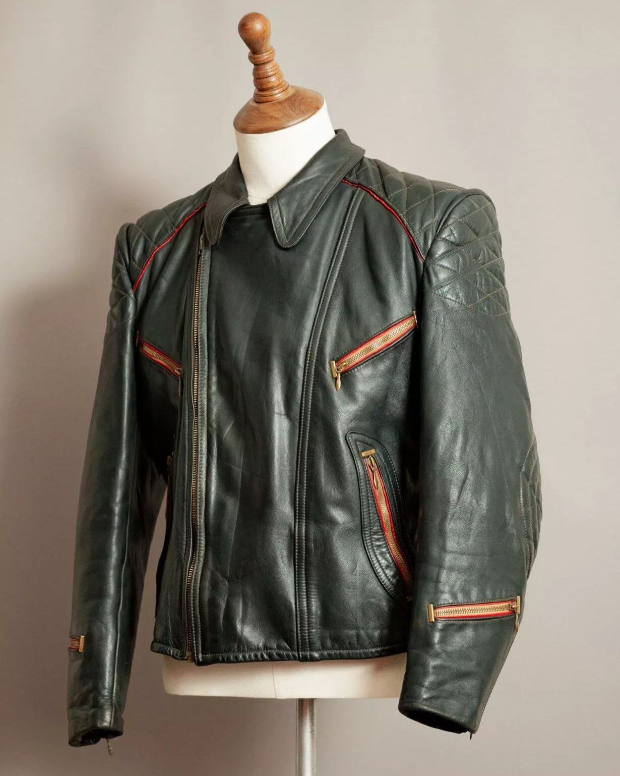 Vintage 1950s German Leather Motorcycle Jacket - Medium (40-42)