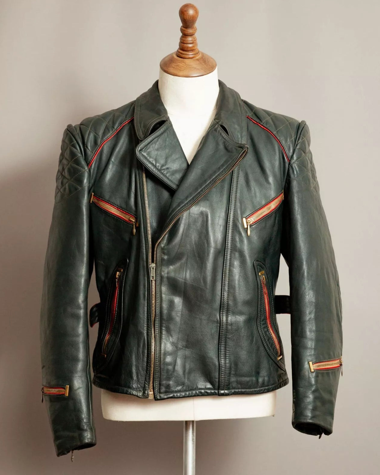 Vintage 1950s German Leather Motorcycle Jacket - Medium (40-42)