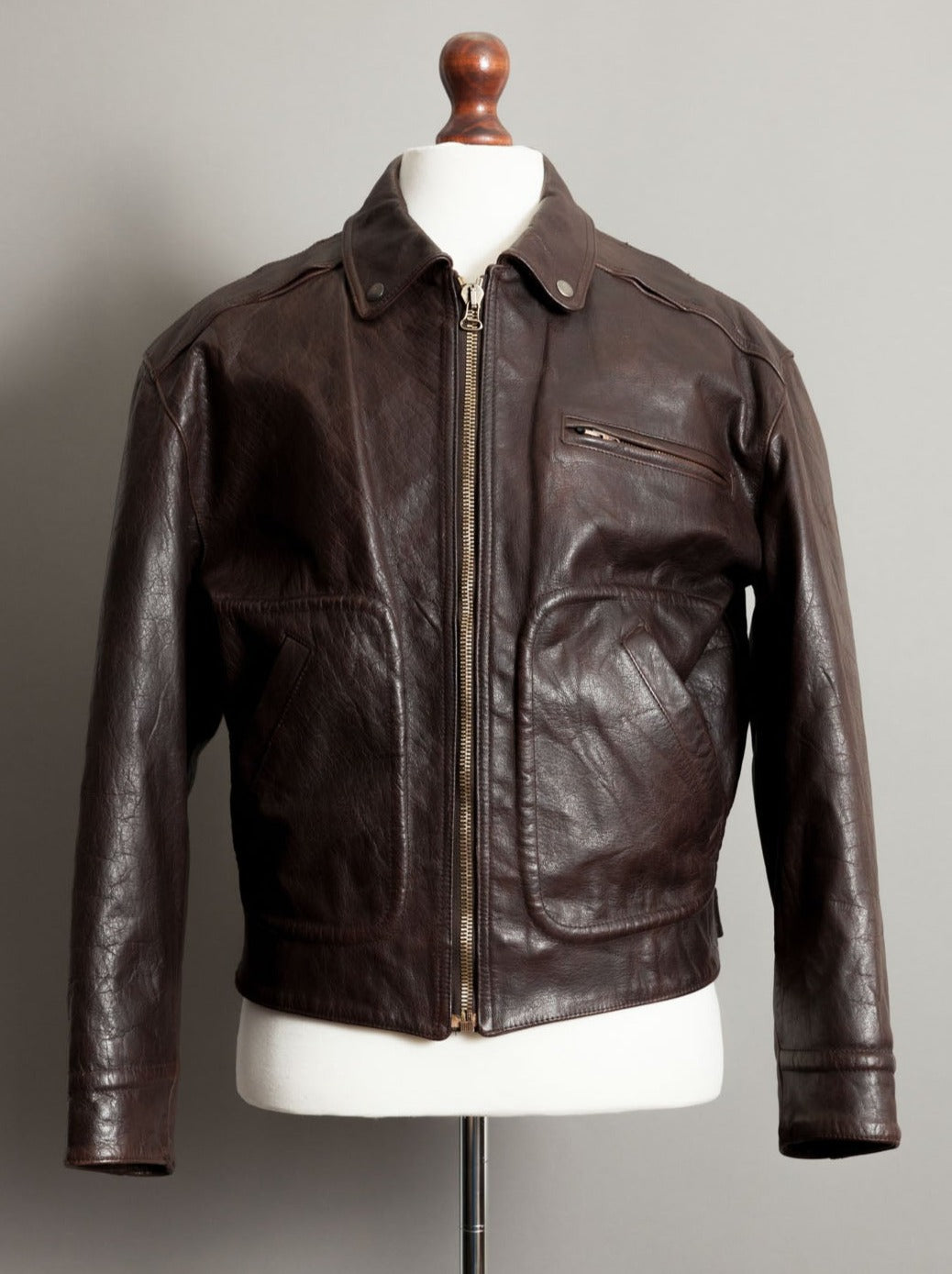 Vintage 1950s French Horsehide Leather Motorcycle Jacket - Large (42-44)