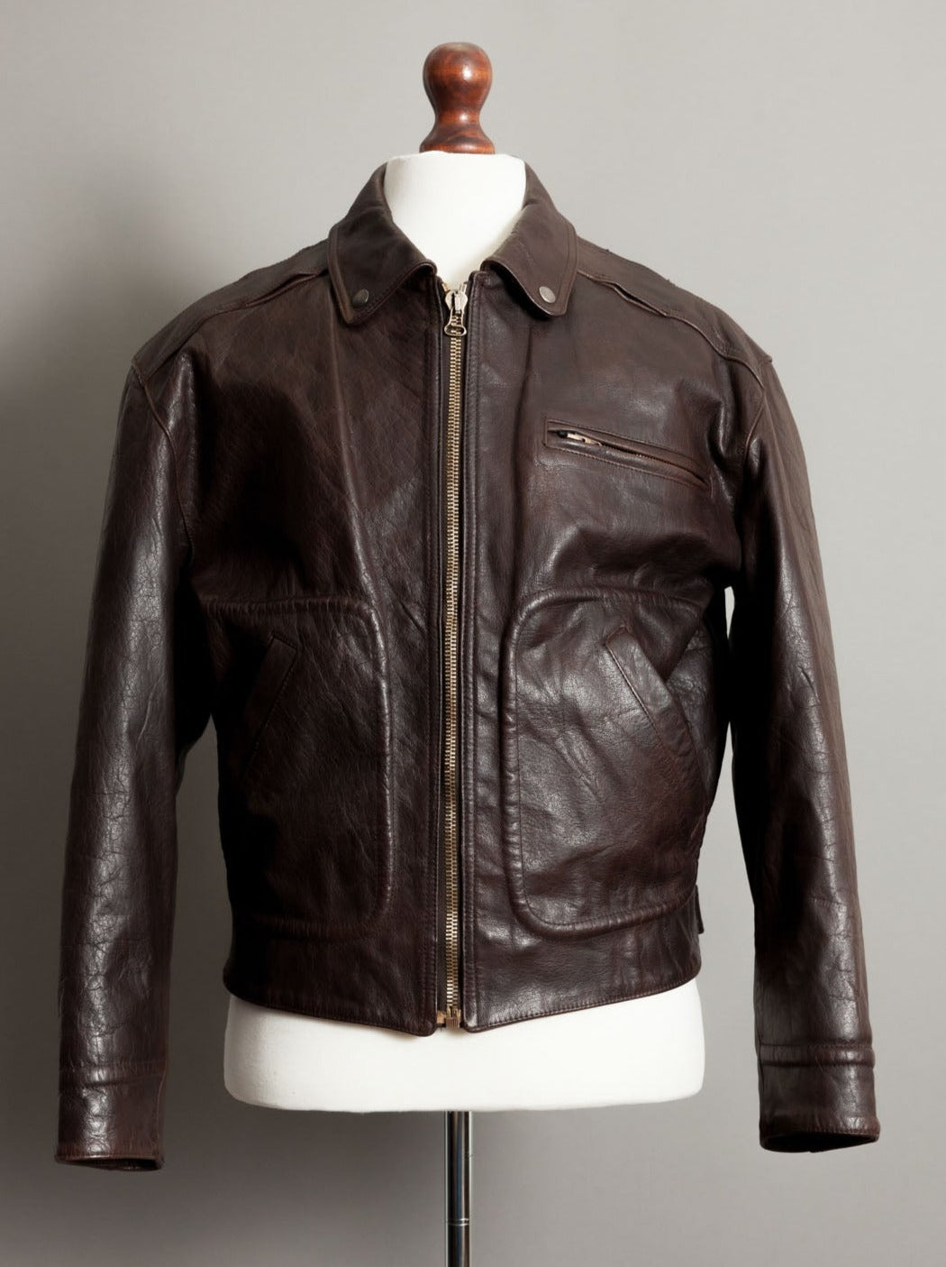 Vintage 1950s French Horsehide Leather Motorcycle Jacket - Large (42-44)