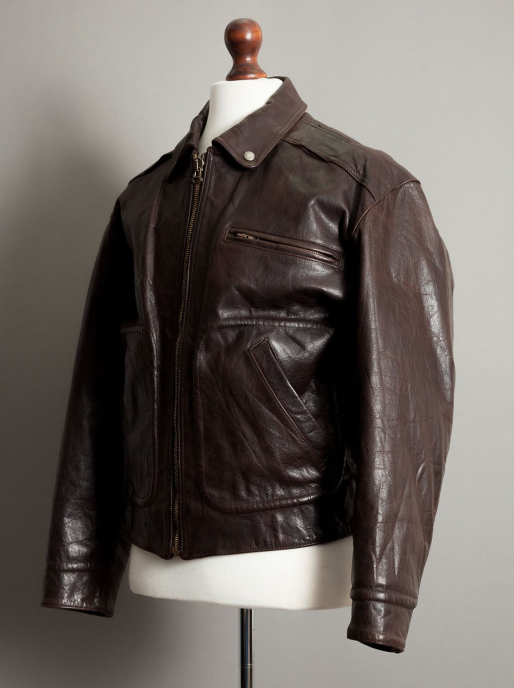 Vintage 1950s French Horsehide Leather Motorcycle Jacket - Large (42-44)