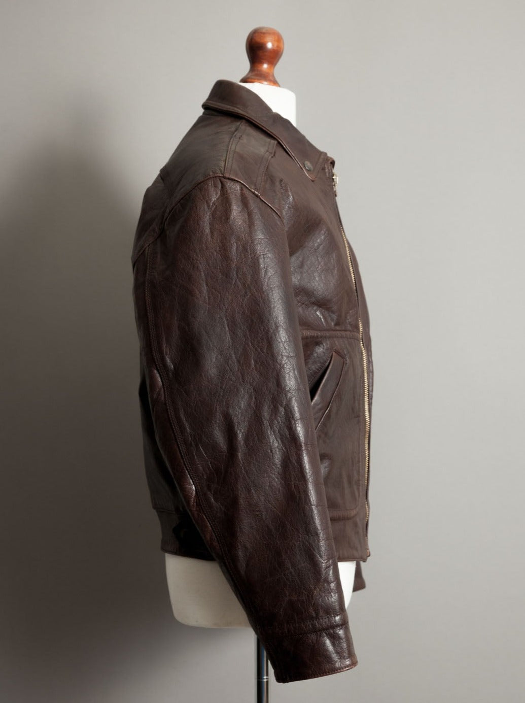 Vintage 1950s French Horsehide Leather Motorcycle Jacket - Large (42-44)
