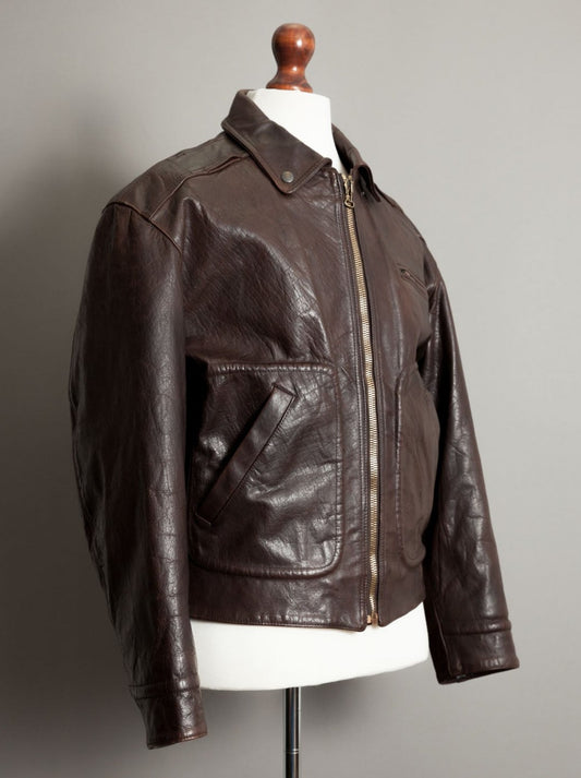 Vintage 1950s French Horsehide Leather Motorcycle Jacket - Large (42-44)
