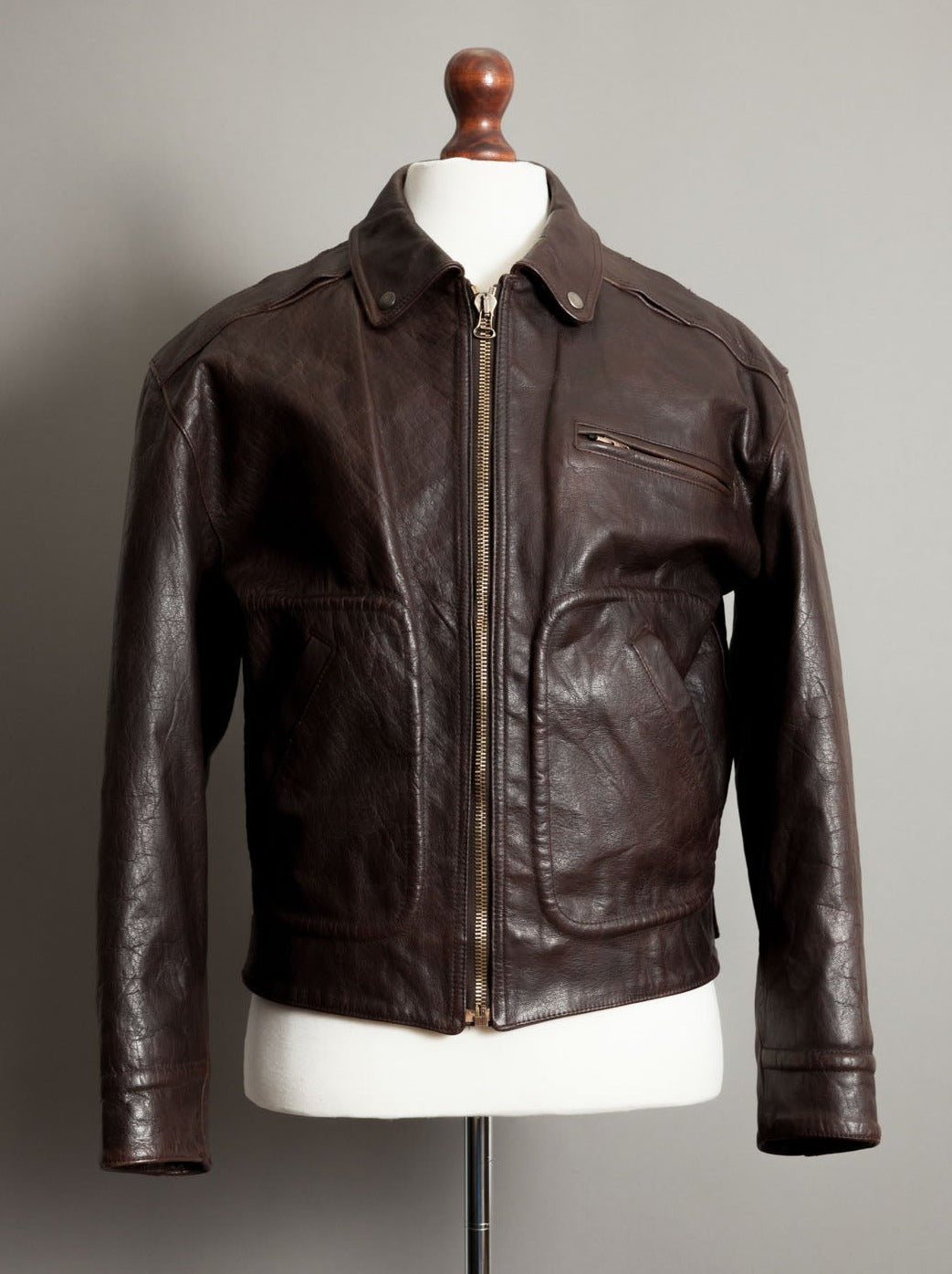 Vintage 1950s French Horsehide Leather Motorcycle Jacket - Large (42-44)