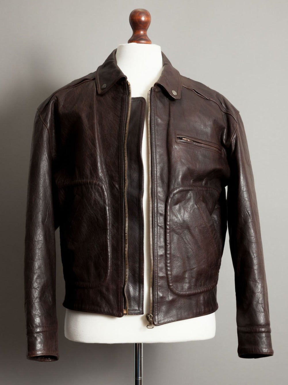 Vintage 1950s French Horsehide Leather Motorcycle Jacket - Large (42-44)