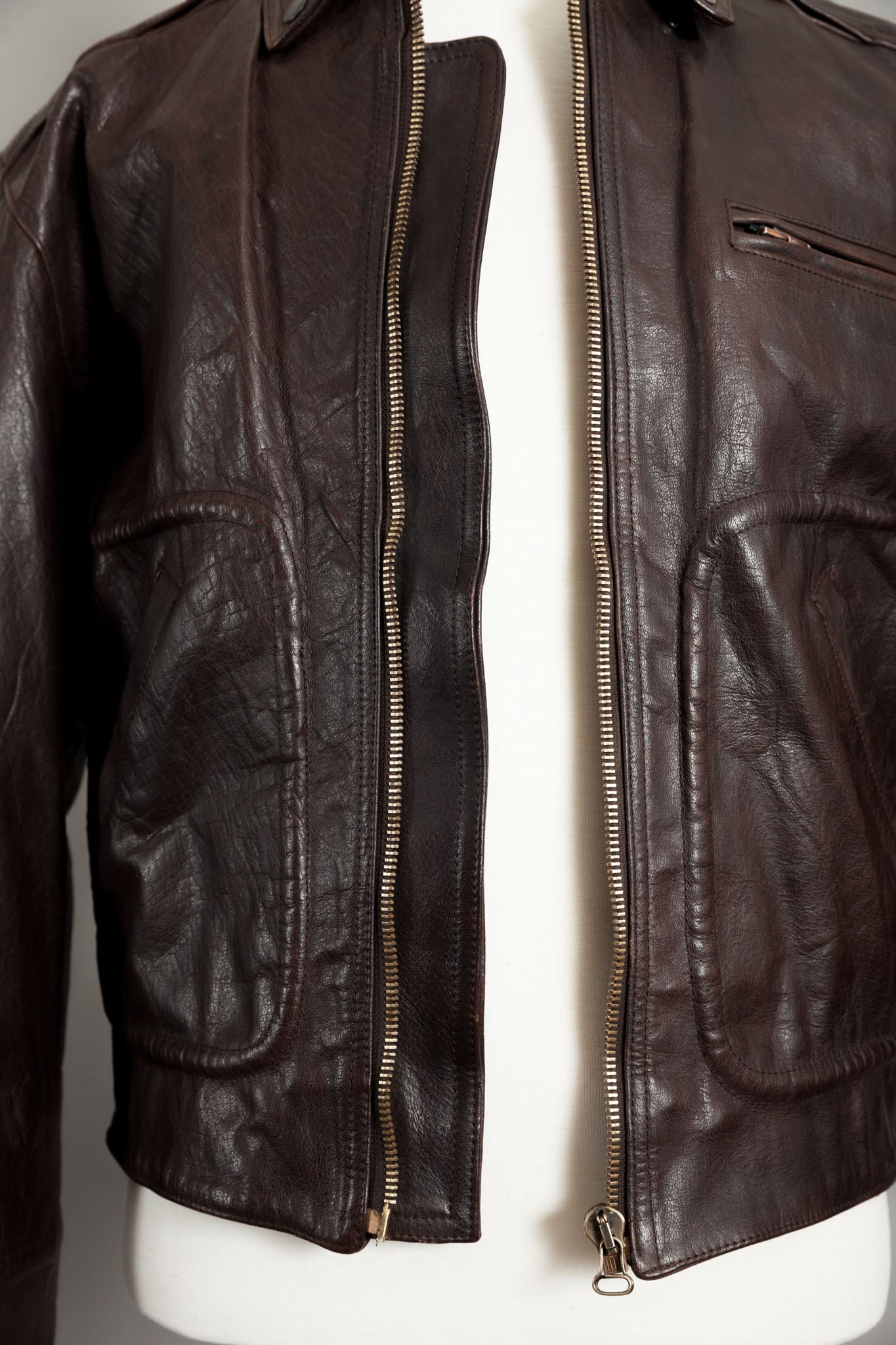 Vintage 1950s French Horsehide Leather Motorcycle Jacket - Large (42-44)