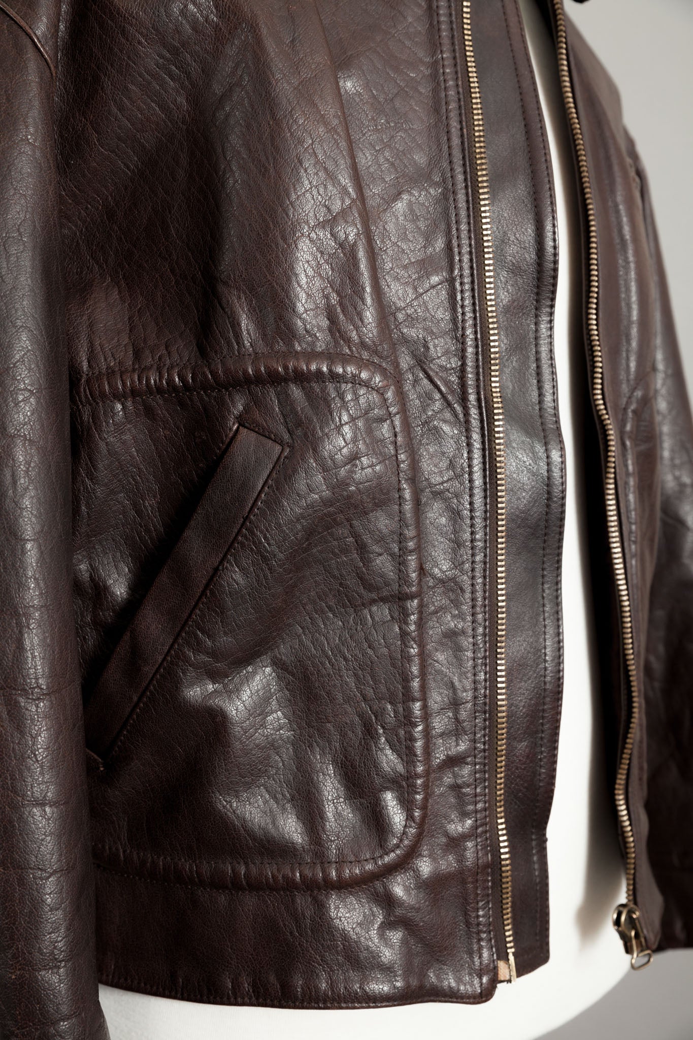 Vintage 1950s French Horsehide Leather Motorcycle Jacket - Large (42-44)