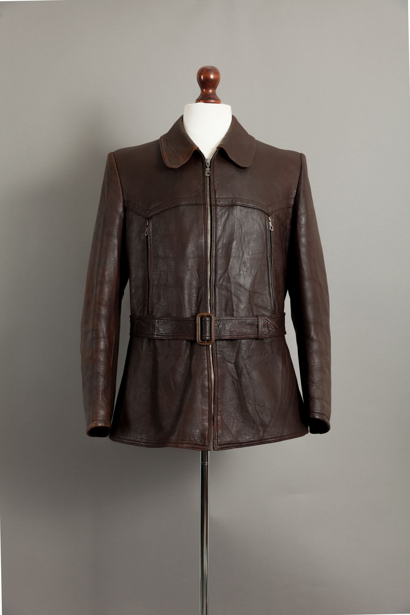 Vintage WW2 1940s German Leather Dispatch Rider Cyclist Jacket - Large (42-44)