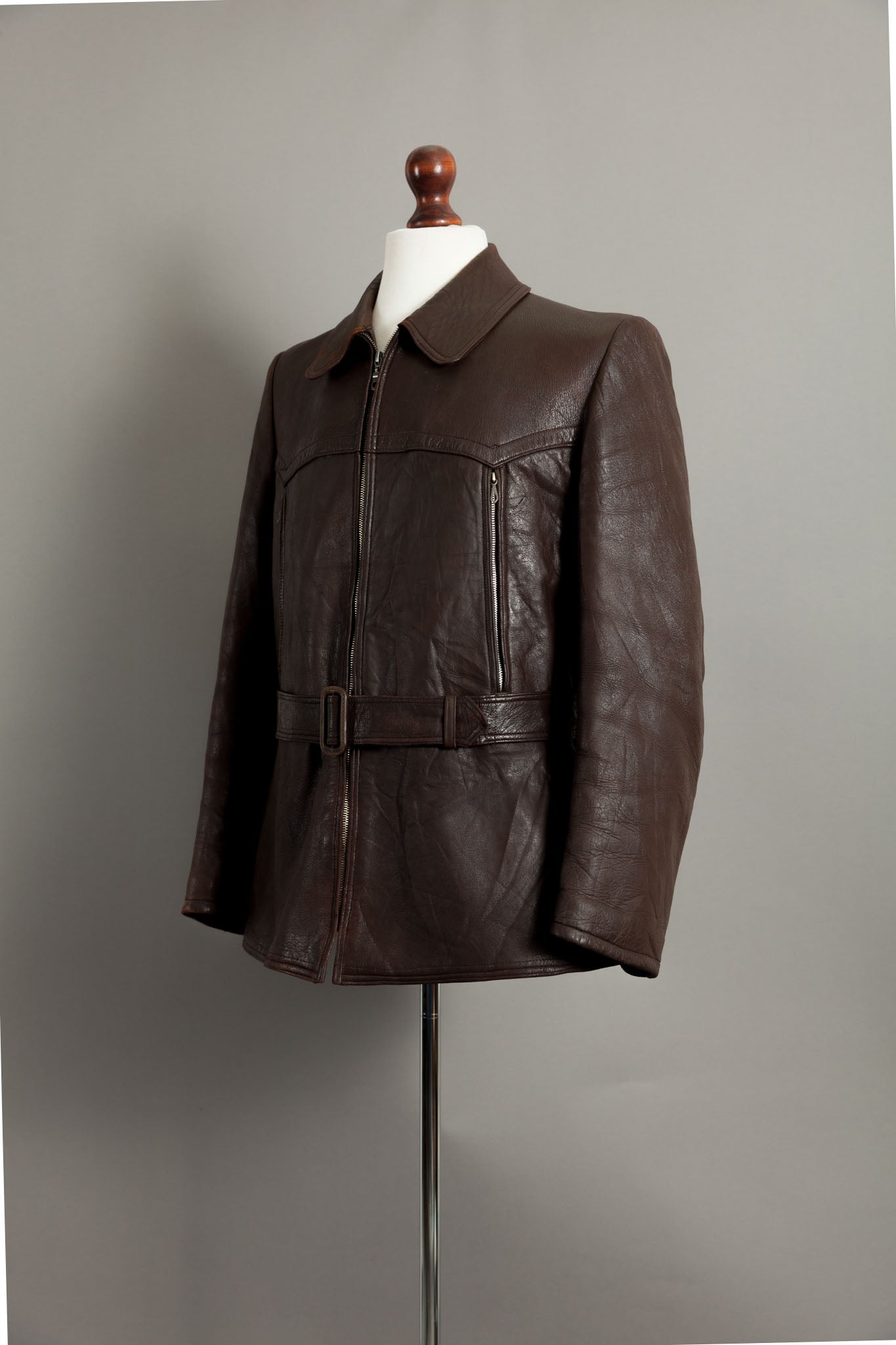 Vintage WW2 1940s German Leather Dispatch Rider Cyclist Jacket - Large (42-44)