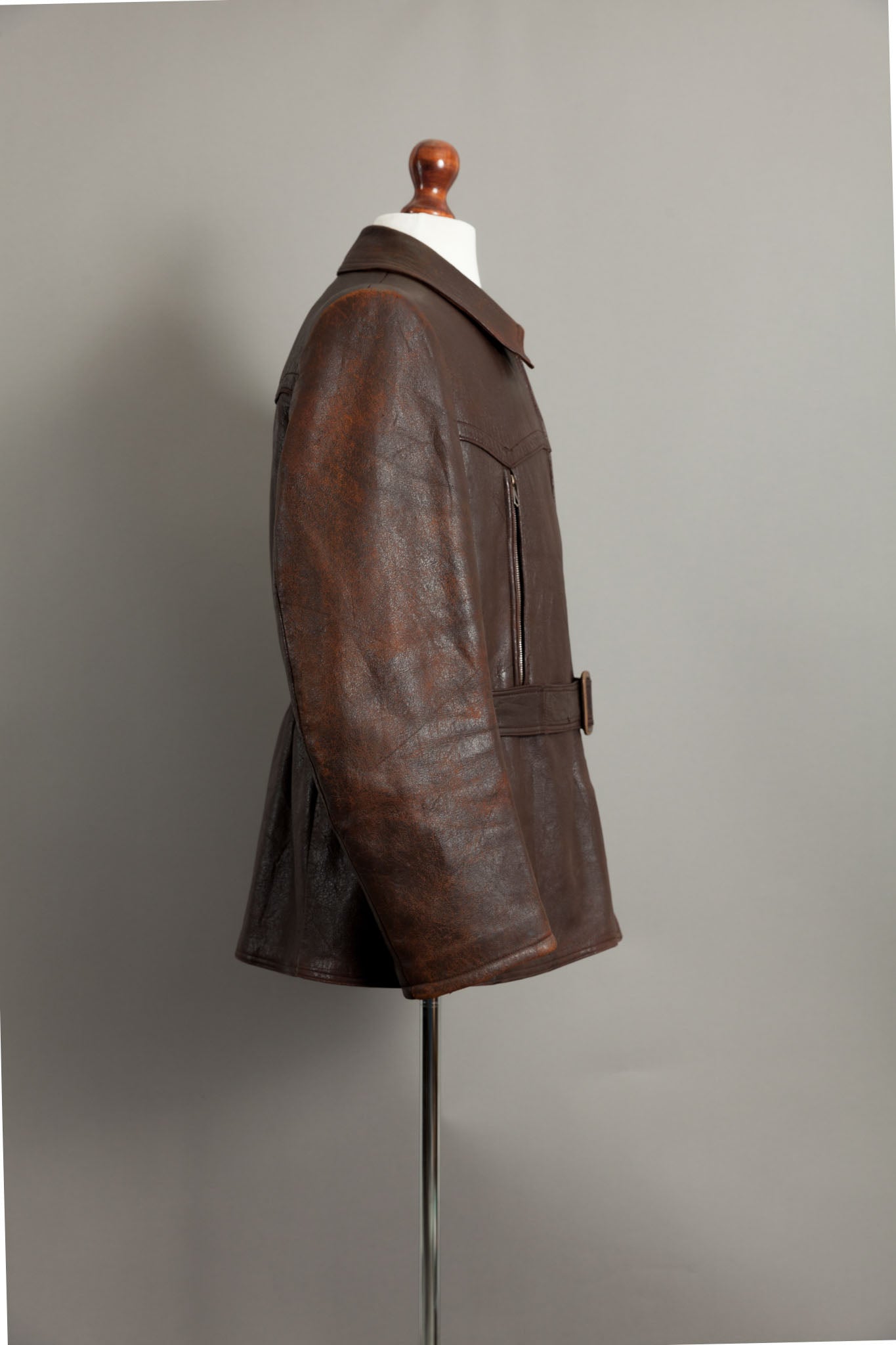 Vintage WW2 1940s German Leather Dispatch Rider Cyclist Jacket - Large (42-44)