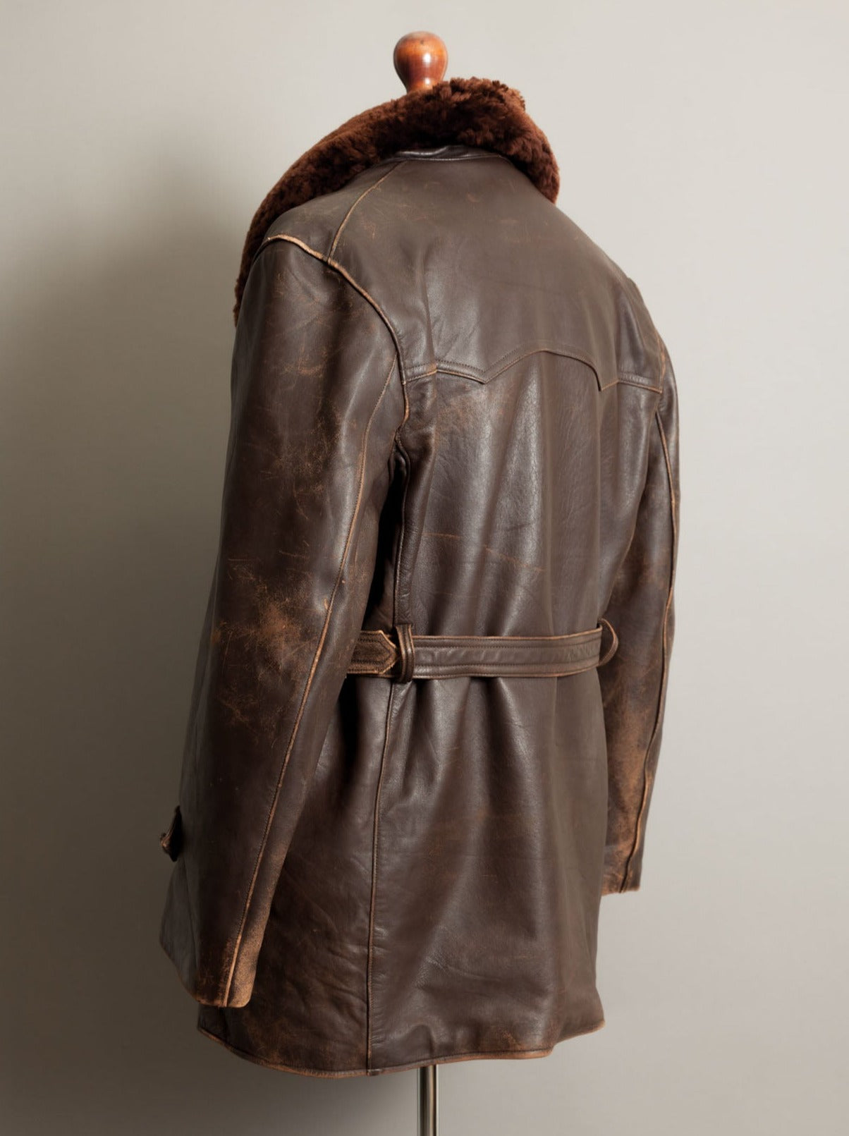 Vintage 1950s German Leather Barnstormer Trench Coat Jacket - XL (44-46)