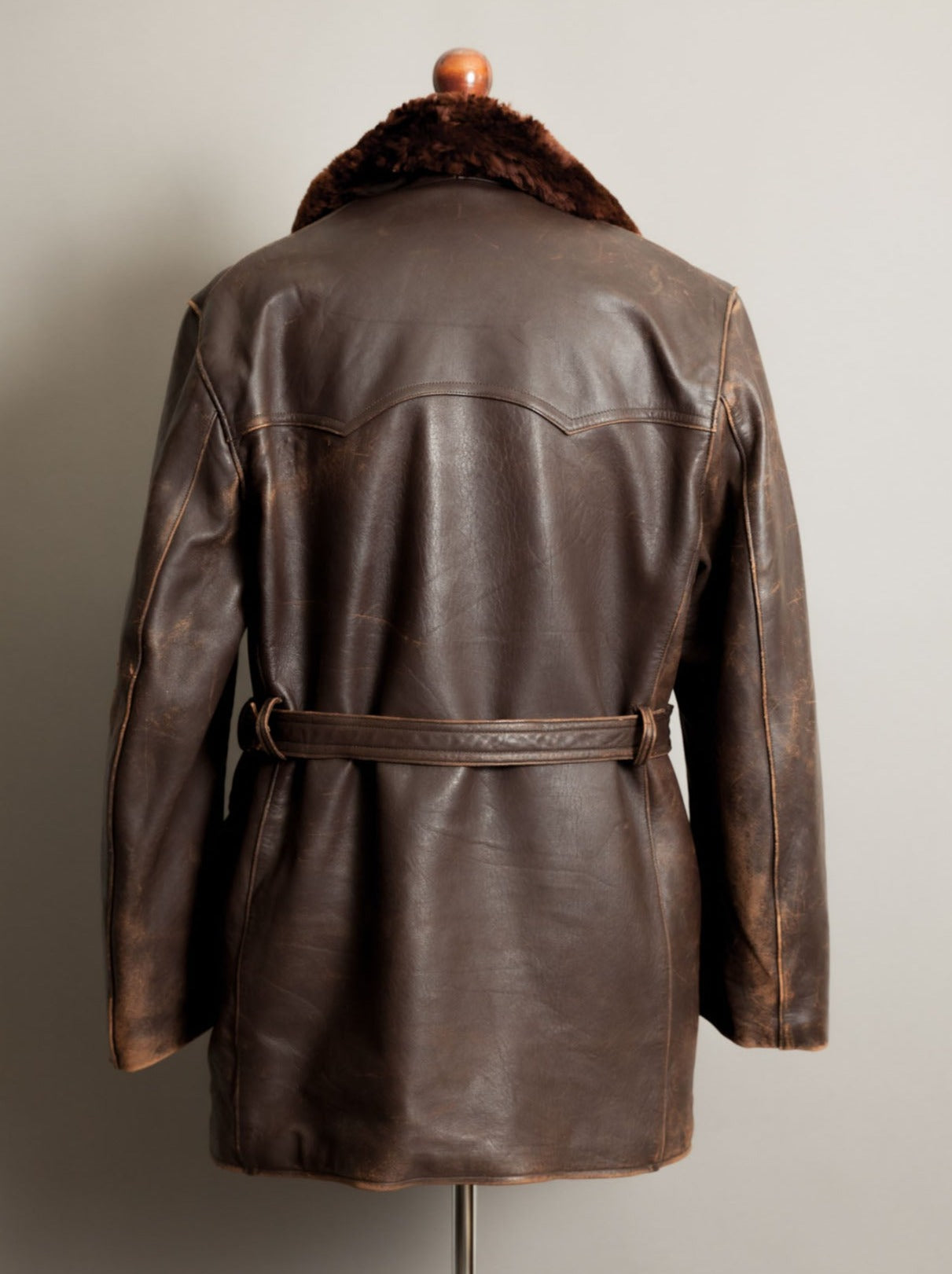 Vintage 1950s German Leather Barnstormer Trench Coat Jacket - XL (44-46)