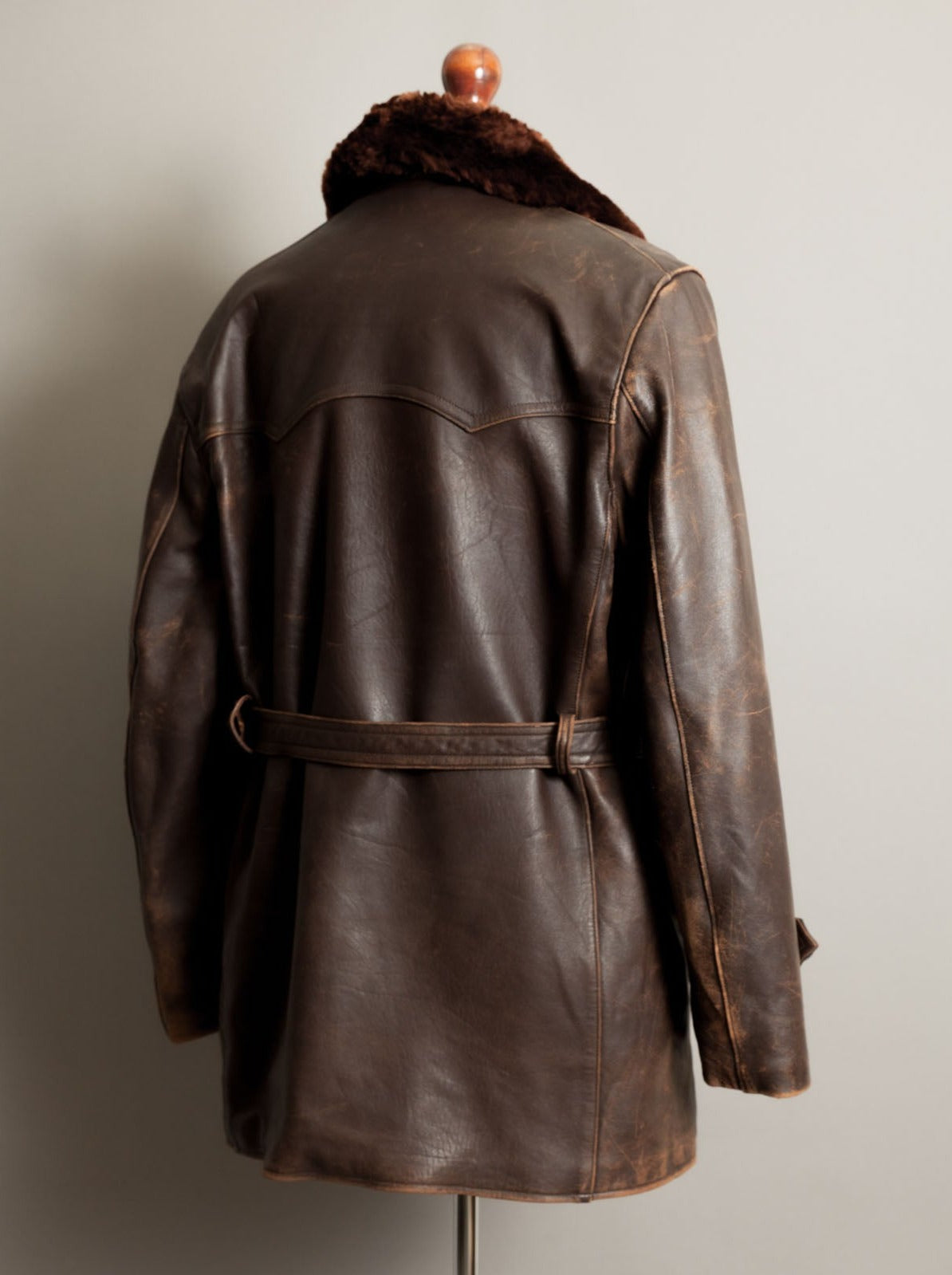 Vintage 1950s German Leather Barnstormer Trench Coat Jacket - XL (44-46)