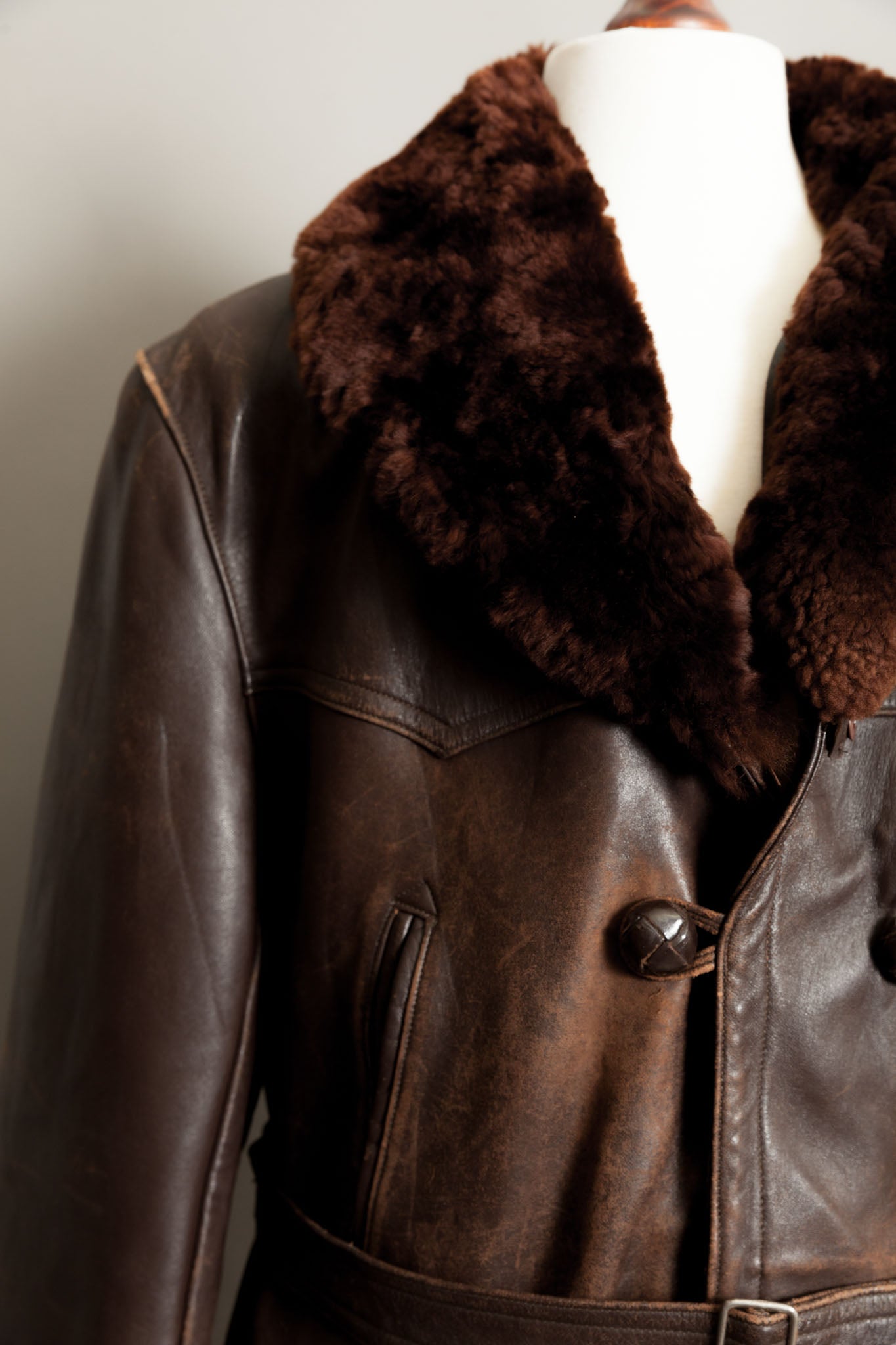 Vintage 1950s German Leather Barnstormer Trench Coat Jacket - XL (44-46)
