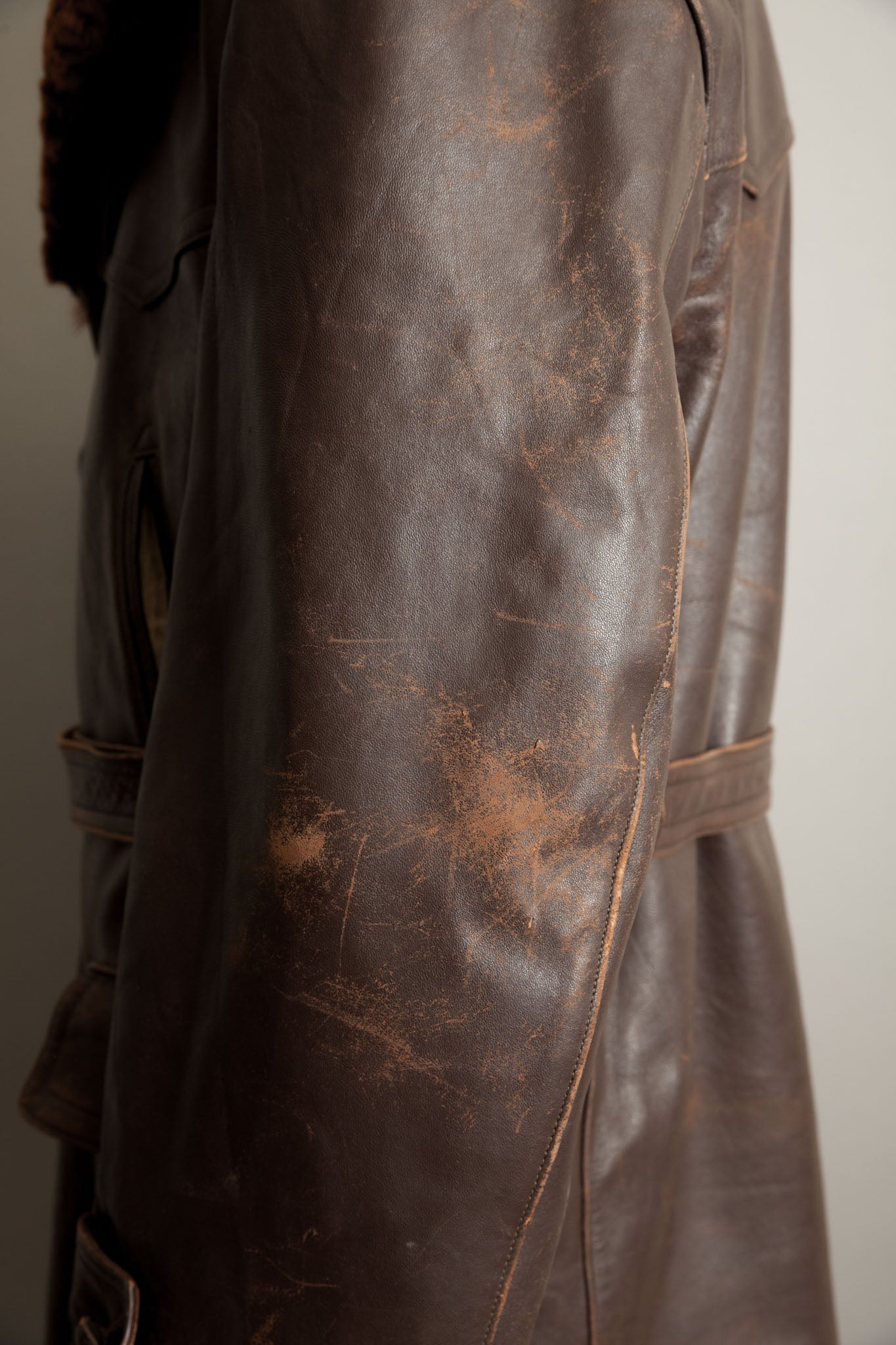 Vintage 1950s German Leather Barnstormer Trench Coat Jacket - XL (44-46)