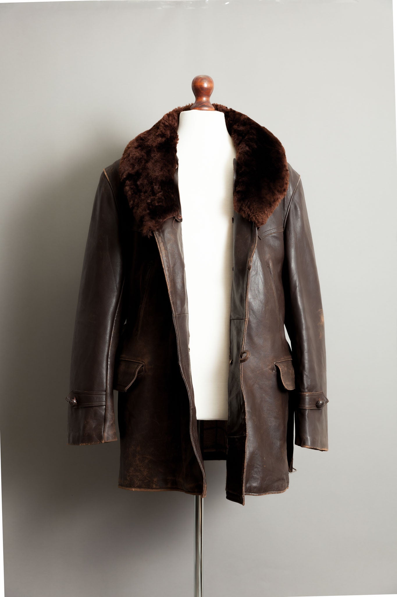Vintage 1950s German Leather Barnstormer Trench Coat Jacket - XL (44-46)