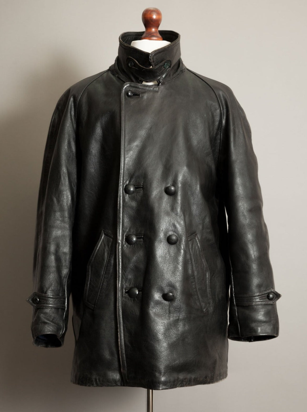 Vintage 1940s Italian Police Officers Leather Jacket - XL (46)