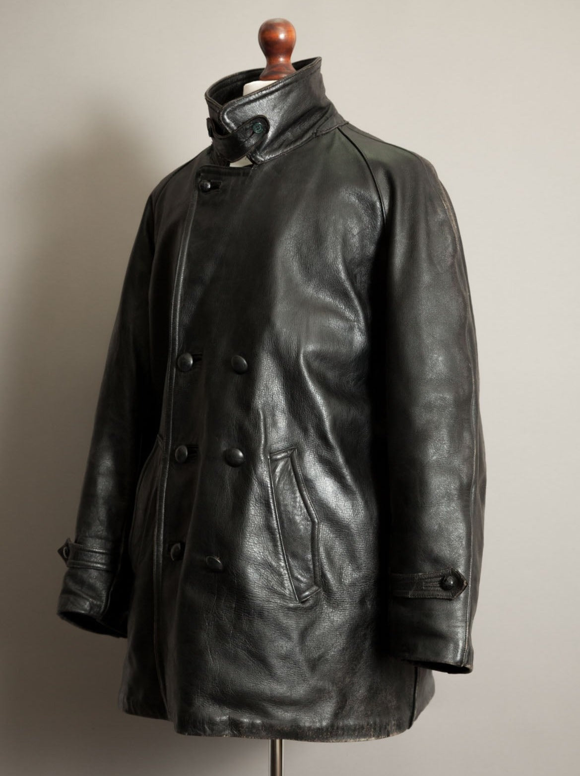 Vintage 1940s Italian Police Officers Leather Jacket - XL (46)