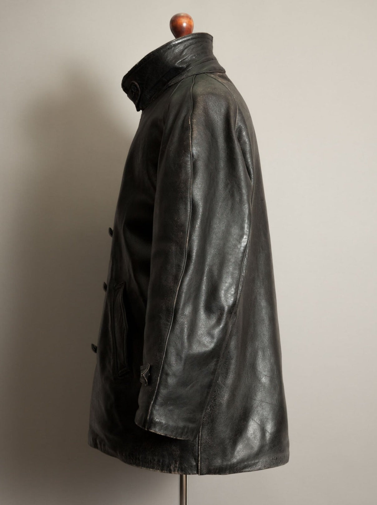 Vintage 1940s Italian Police Officers Leather Jacket - XL (46)