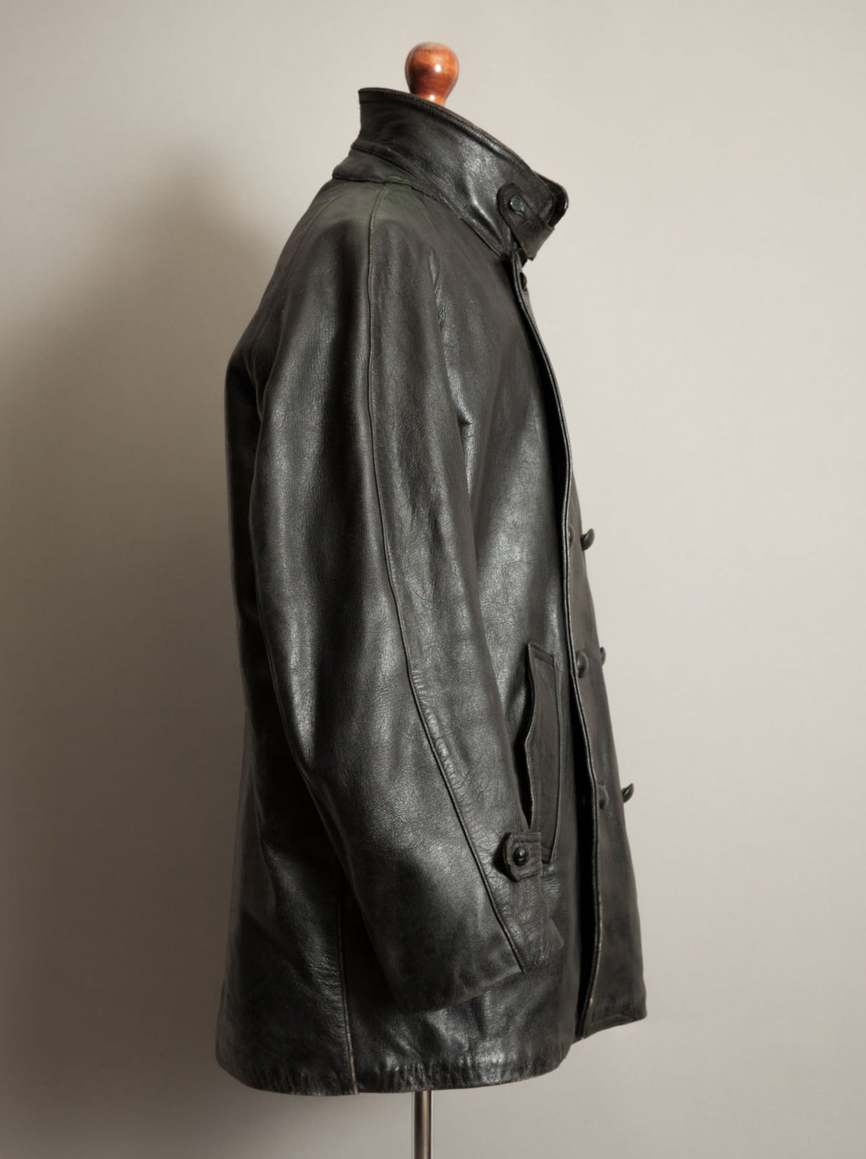 Vintage 1940s Italian Police Officers Leather Jacket - XL (46)