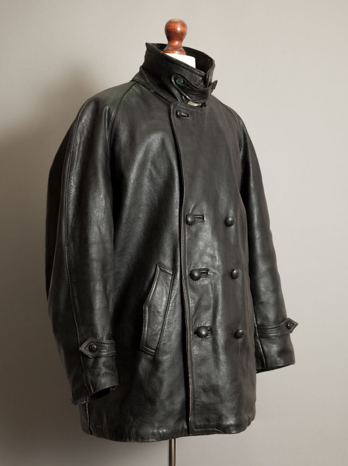Vintage 1940s Italian Police Officers Leather Jacket - XL (46)