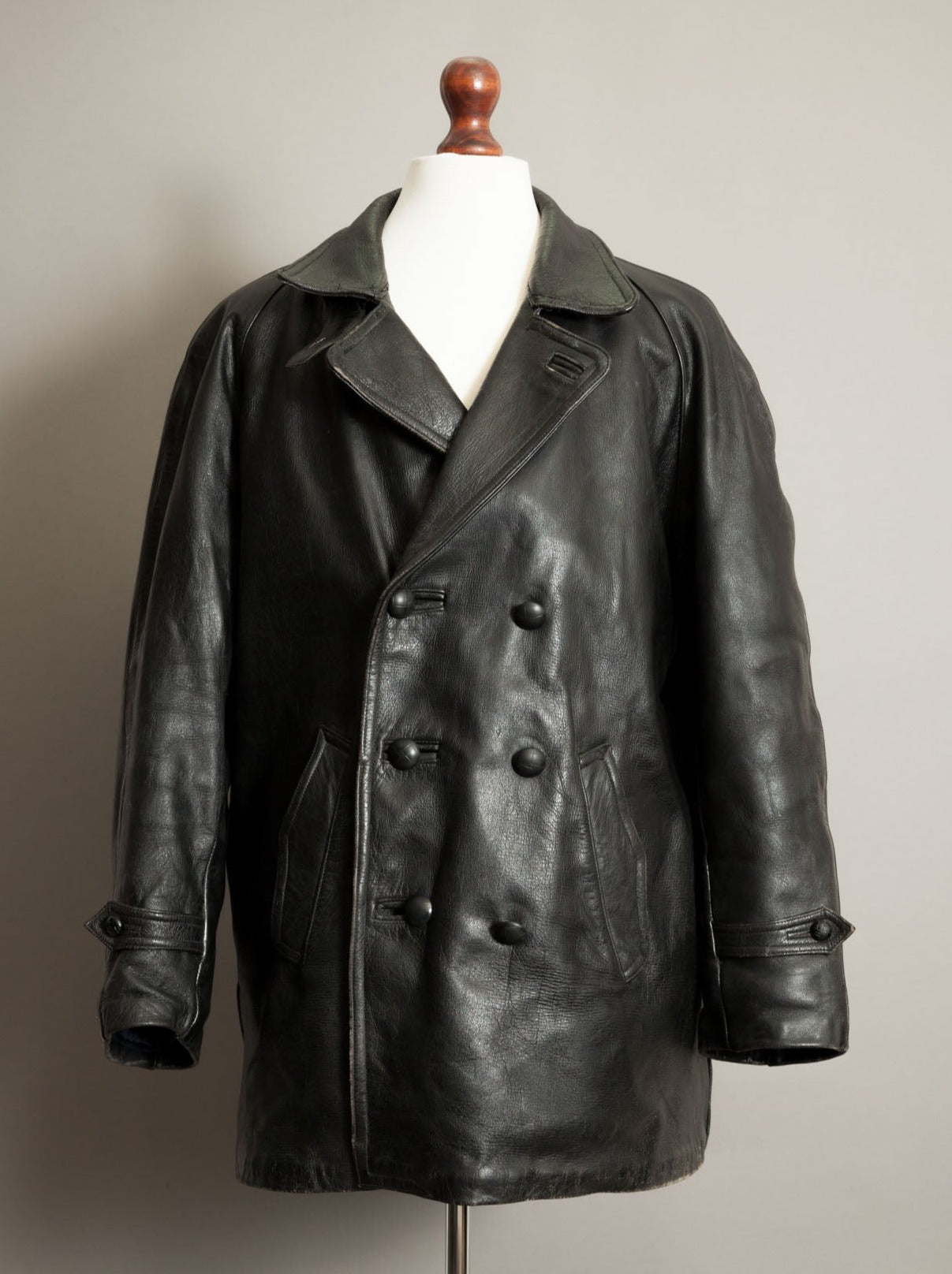 Vintage 1940s Italian Police Officers Leather Jacket - XL (46)