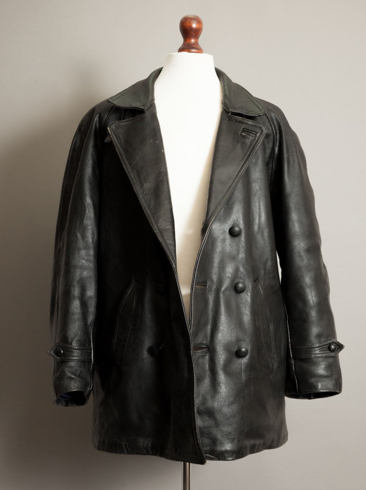Vintage 1940s Italian Police Officers Leather Jacket - XL (46)