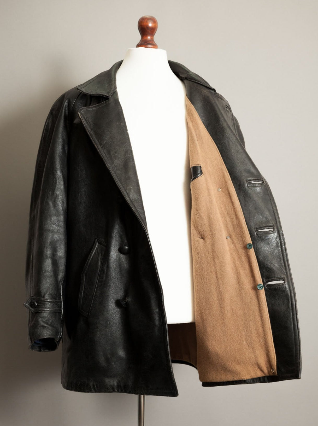 Vintage 1940s Italian Police Officers Leather Jacket - XL (46)