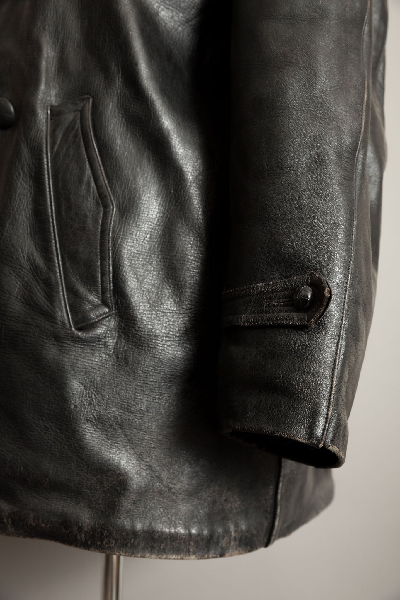 Vintage 1940s Italian Police Officers Leather Jacket - XL (46)