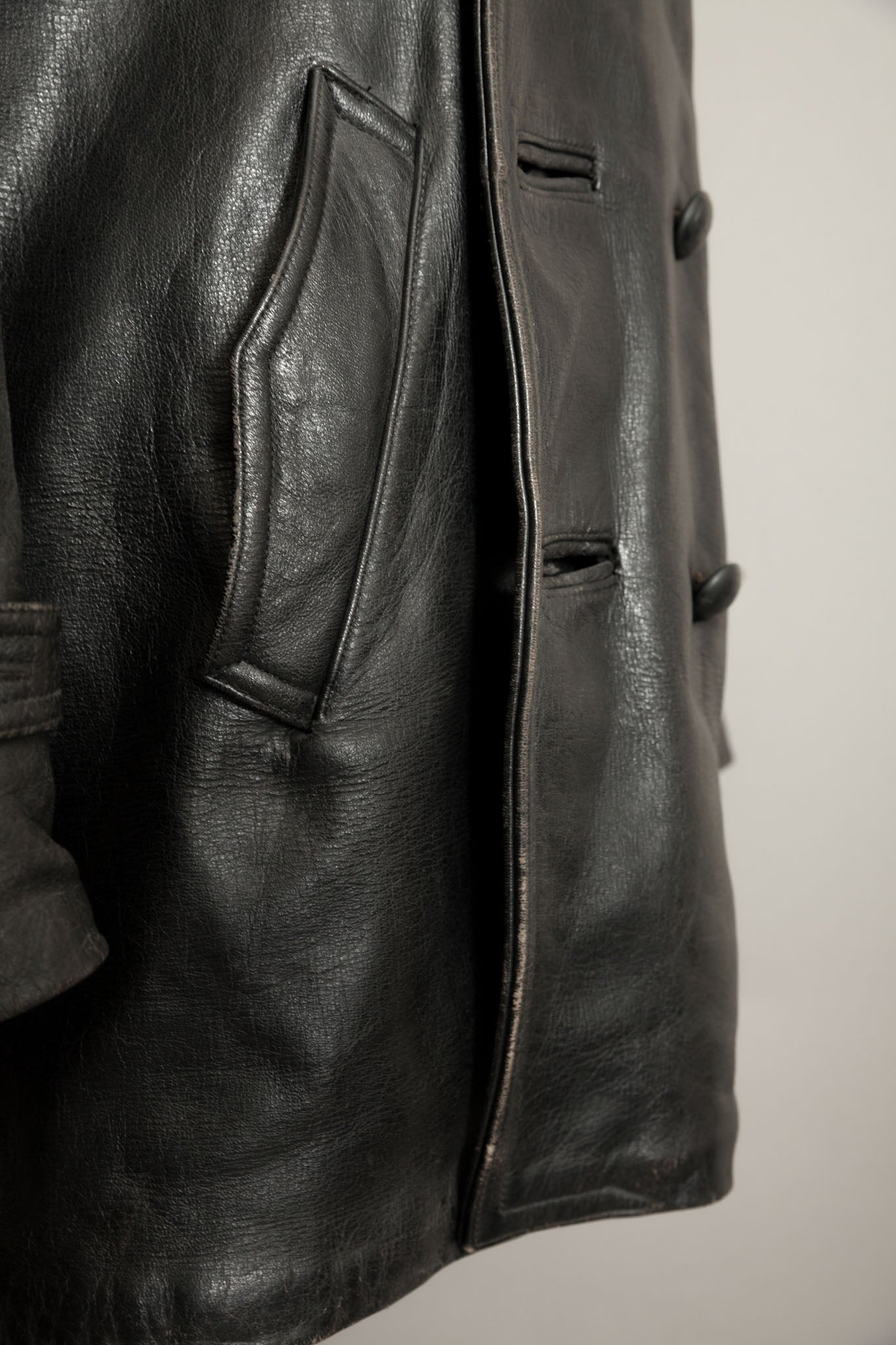 Vintage 1940s Italian Police Officers Leather Jacket - XL (46)