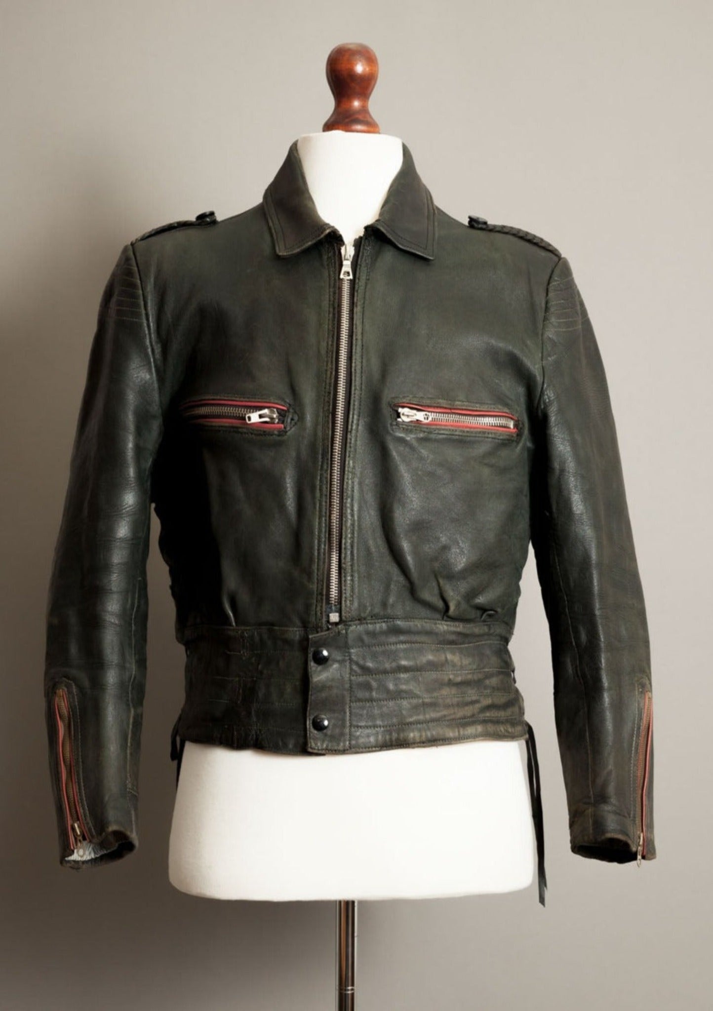 Vintage 1950s German Leather Motorcycle Jacket - Small (38-40)