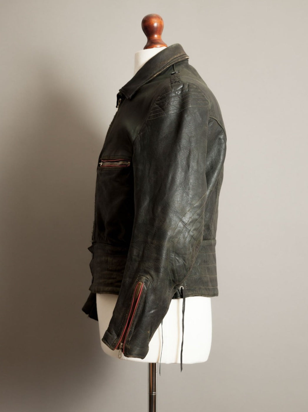 Vintage 1950s German Leather Motorcycle Jacket - Small (38-40)