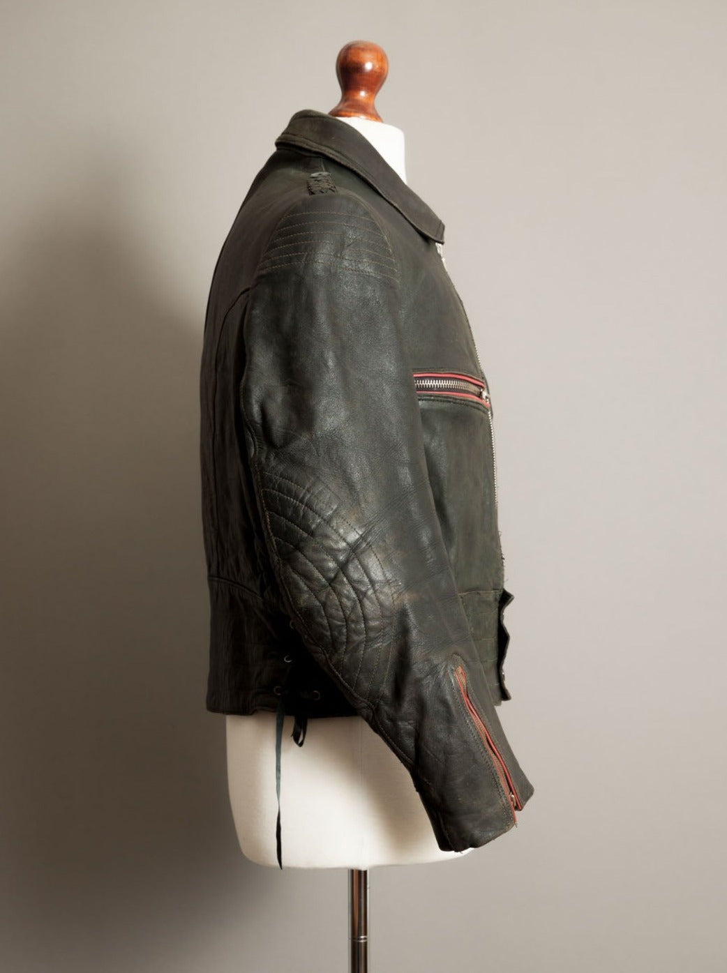 Vintage 1950s German Leather Motorcycle Jacket - Small (38-40)
