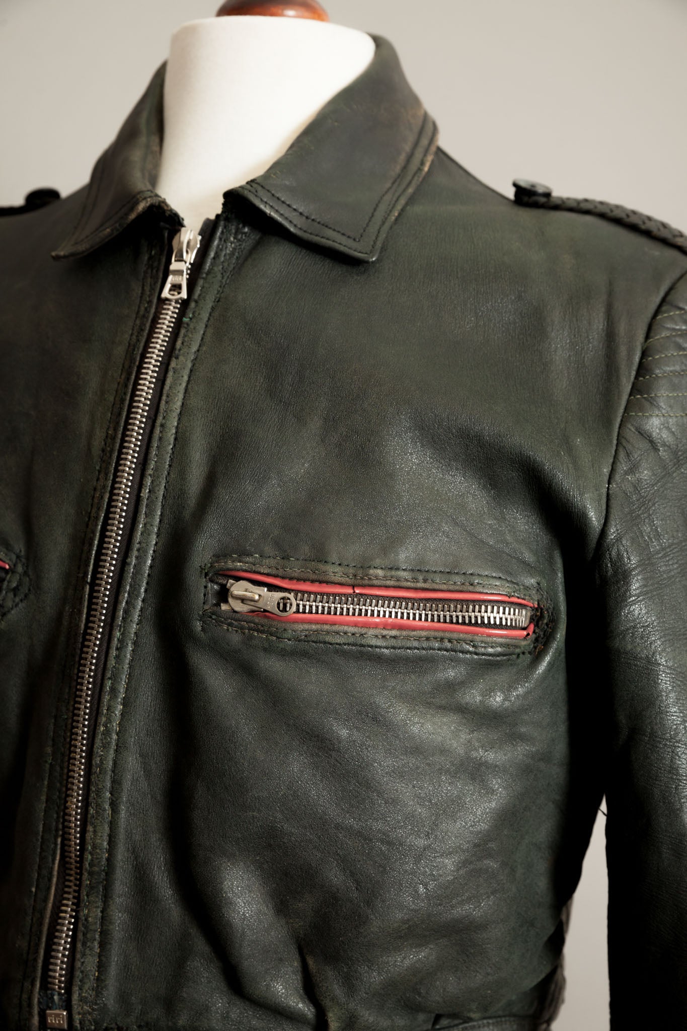 Vintage 1950s German Leather Motorcycle Jacket - Small (38-40)