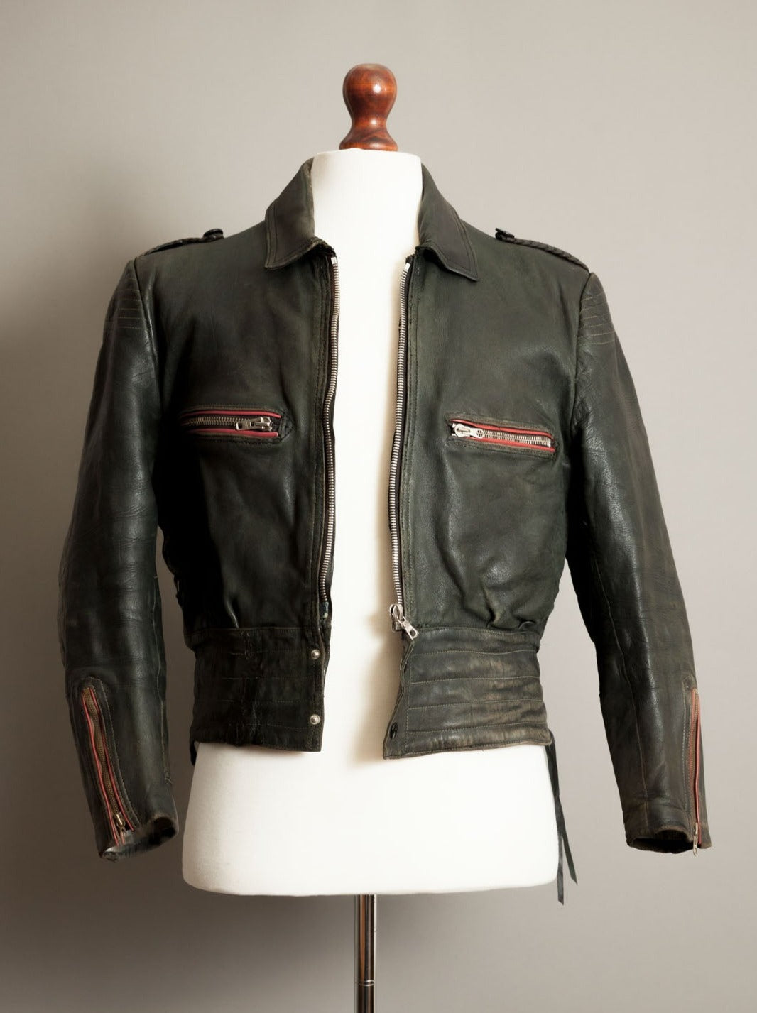 Vintage 1950s German Leather Motorcycle Jacket - Small (38-40)