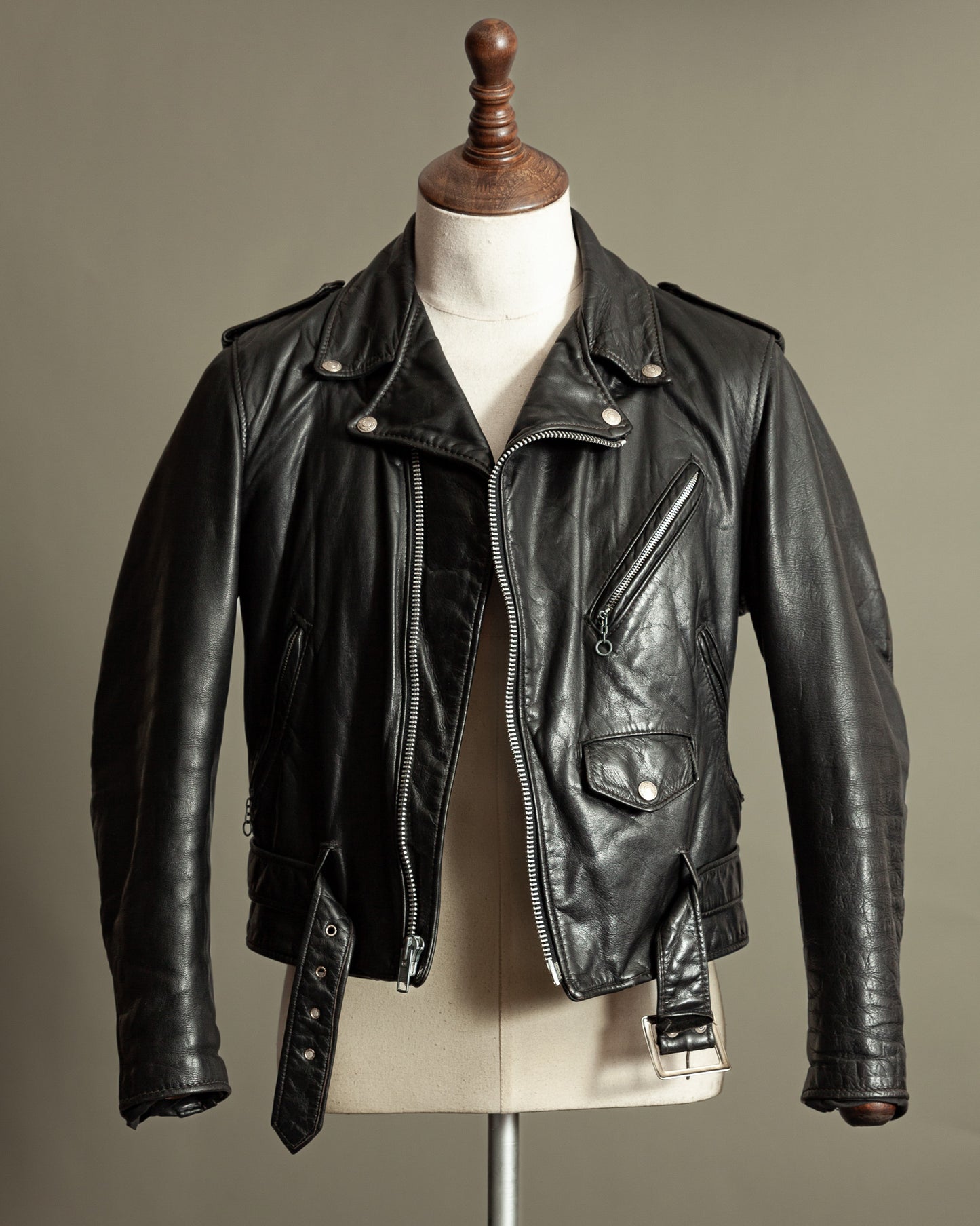 Vintage Schott Perfecto 118 Naked Cowhide Leather Biker Jacket - Small (38)