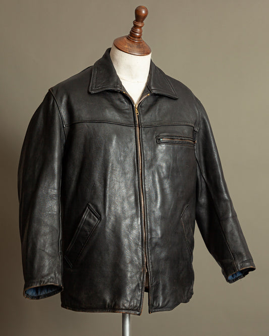 Vintage 1950s French Leather Workwear Jacket - Medium (42-44)