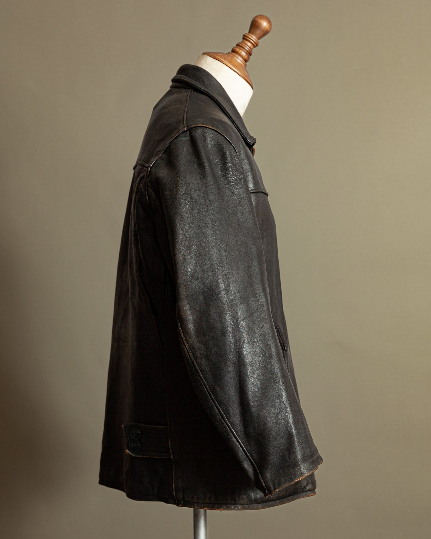 Vintage 1950s French Leather Workwear Jacket - Medium (42-44)